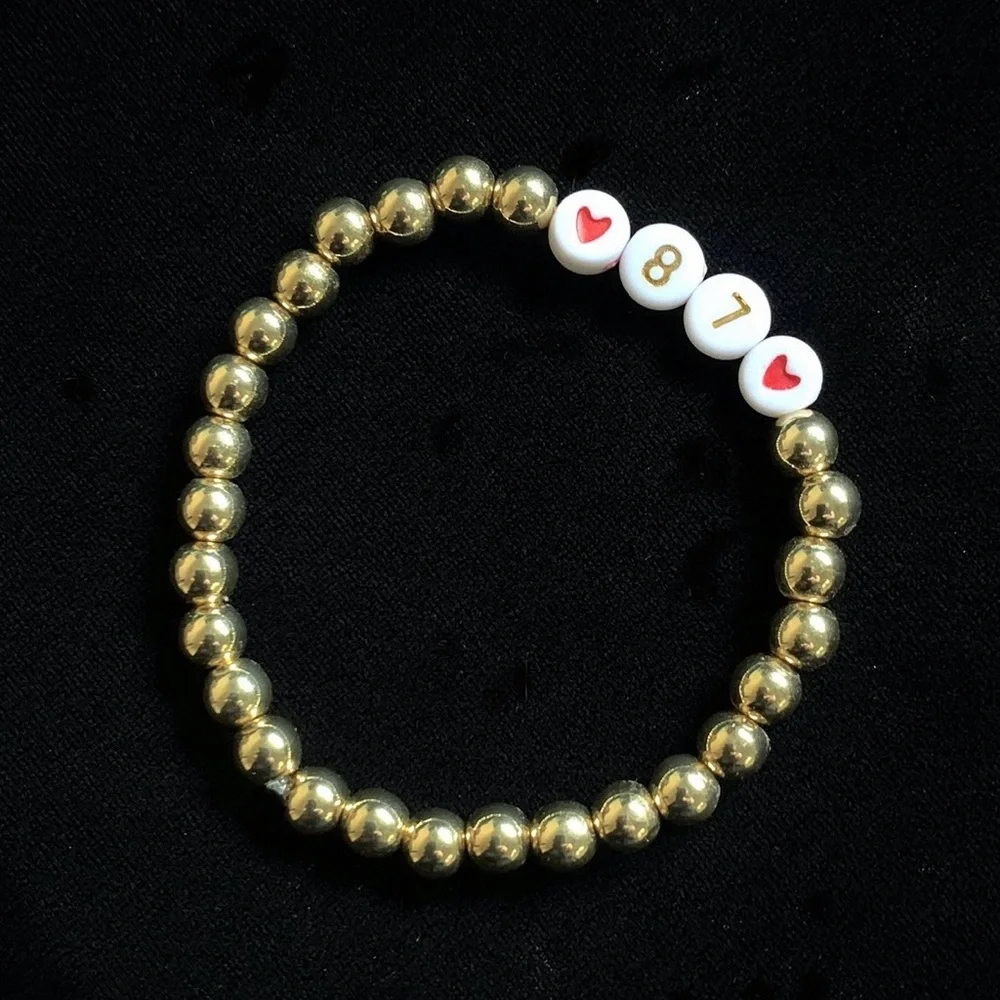 #87 Travis Kelsey Stretch Bracelet 14k Gold Plated Beads on .8mm Elastic String